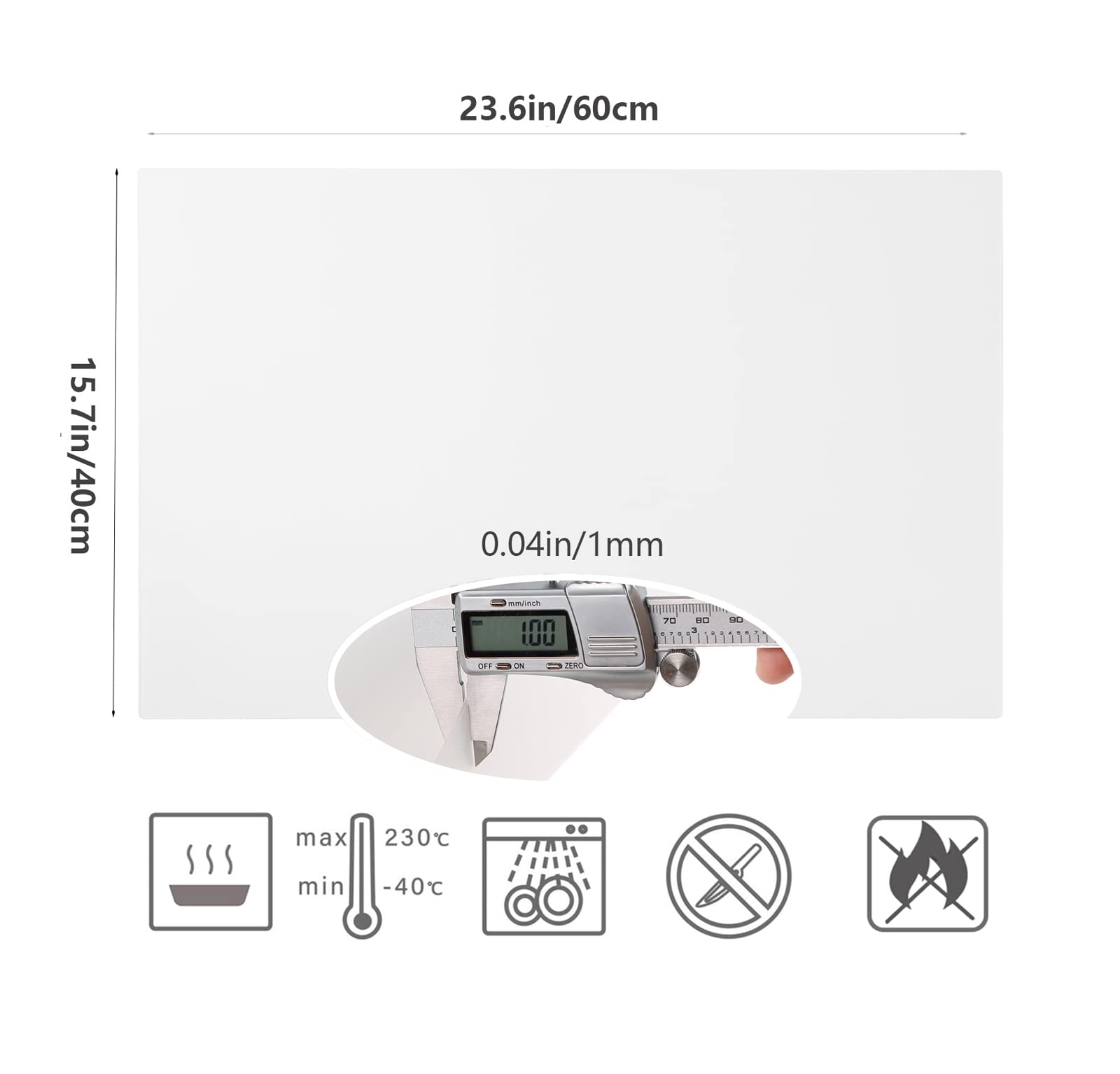 Silicone Counter Mats Set Of 2, Kitchen Countertop Protector, Heat Resistant, Non-Slip, Waterproof, Washable (White - 2 Pcs)
