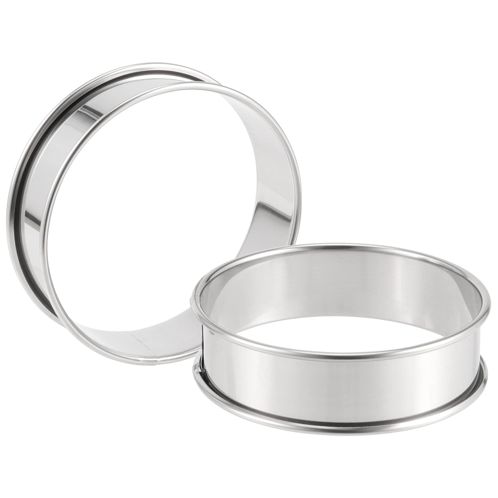 Joikit 20 Pcs 4 Inch English Muffin Rings, Double Rolled Tart Rings, 304 Nonstick Stainless Steel Crumpet Rings Metal Round Ring