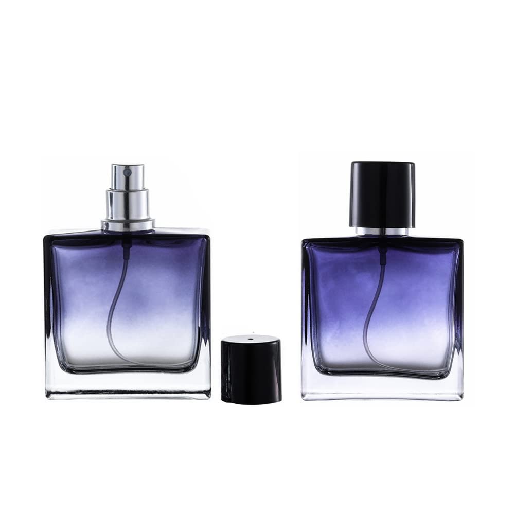 Yorror 2 Pack 50Ml Glass Perfume Atomizer,Gradient Blue Empty Perfume Spray Bottle,Portable Fragrance Fine Mist Spray Bottle Per