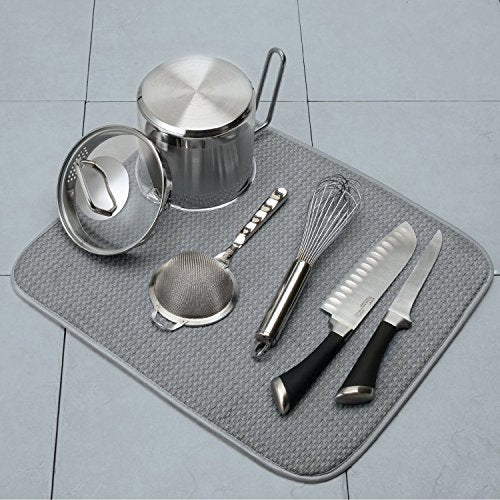 Norpro 16 By 18-Inch Microfiber Dish Drying Mat, Gray