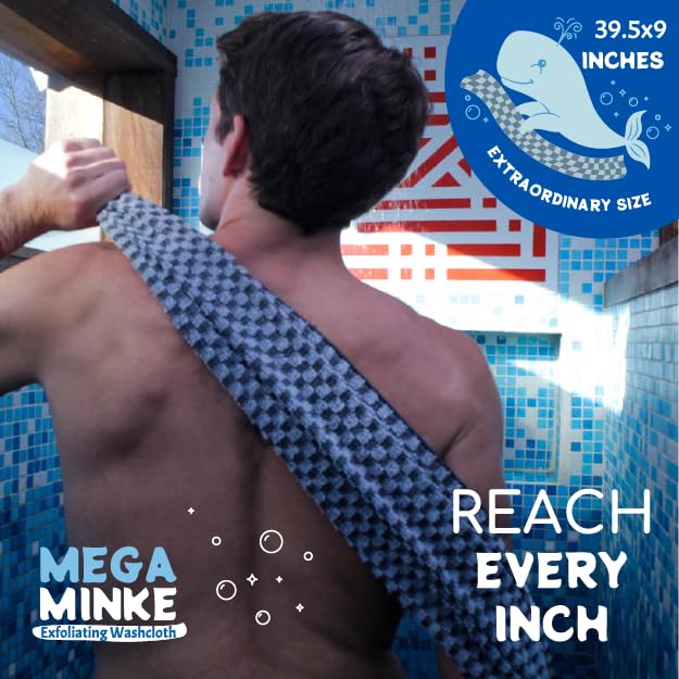 Jj Kent Mega Minke Exfoliating Washcloth - Reusable Exfoliating Body Scrubber And Dead Skin Remover For Super Soft Skin - Rip-Re