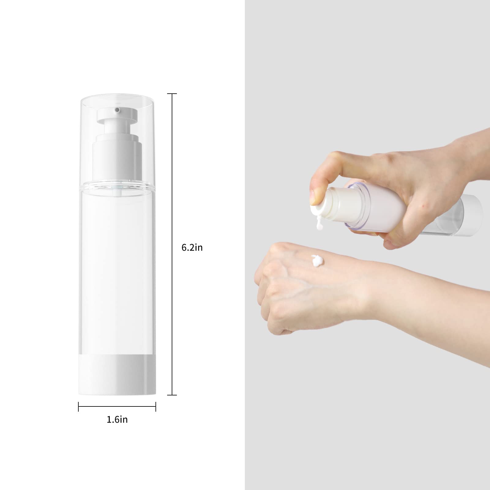 Longway 2.7Oz 80Ml Clear Airless Cosmetic Cream Pump Bottle Travel Size Dispenser Refillable Containers/Foundation Travel Pump B