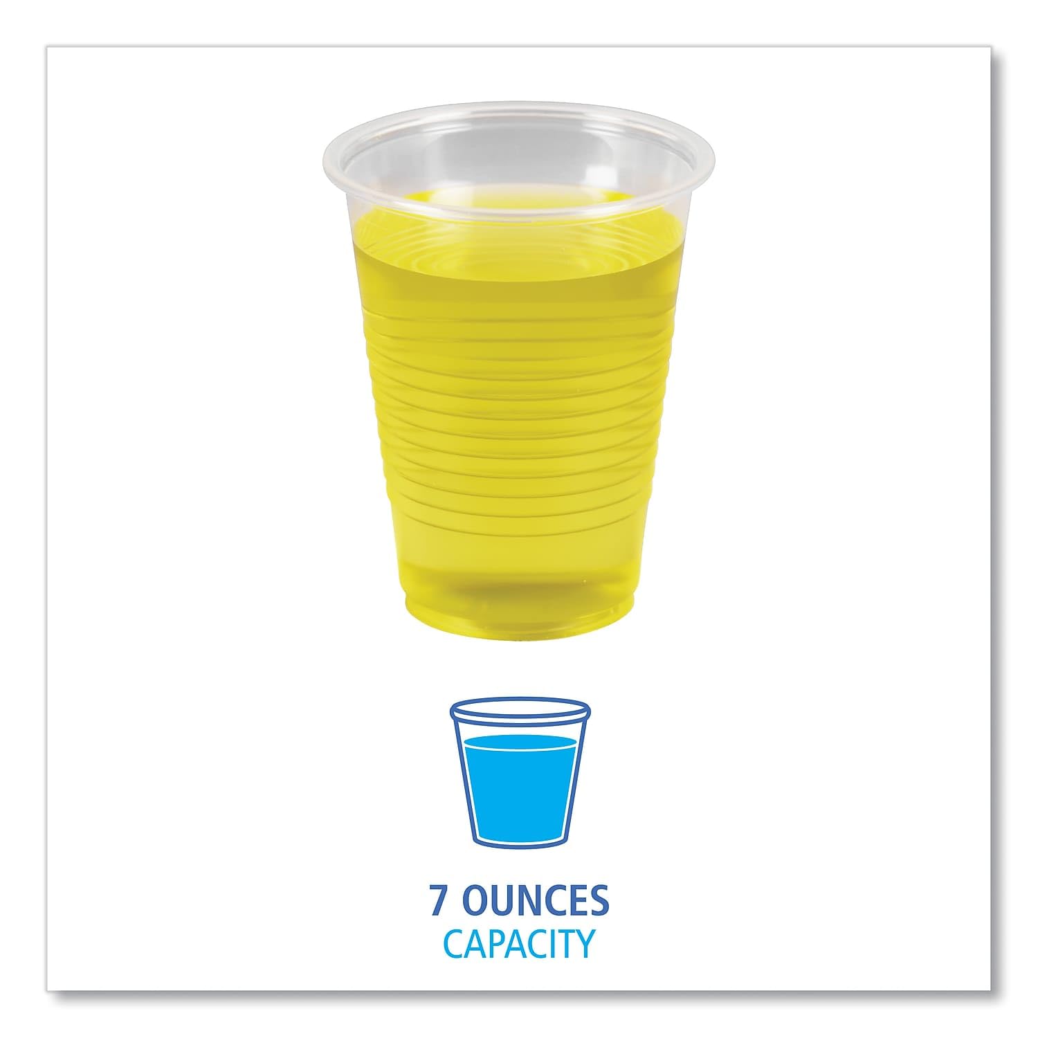 Boardwalk Transcup7Ct Translucent Plastic Cold Cups, 7Oz, 100/Bag, 25 Bags/Carton
