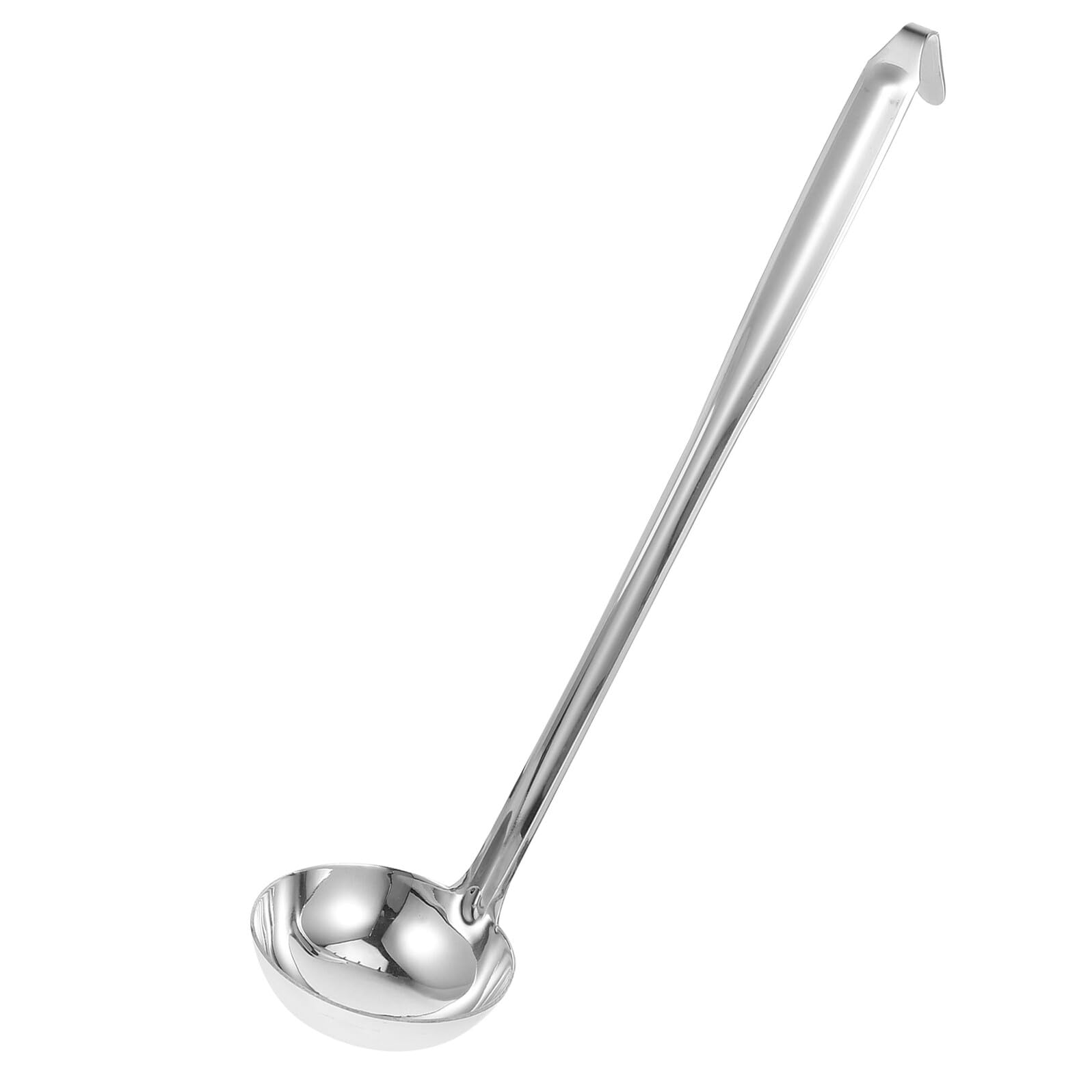 OSOLADY Stainless Steel Soup Ladle Spoon 8cm Deep Heavy Duty Long Handle with Hook 115ml Capacity for Kitchen Cooking Serving an