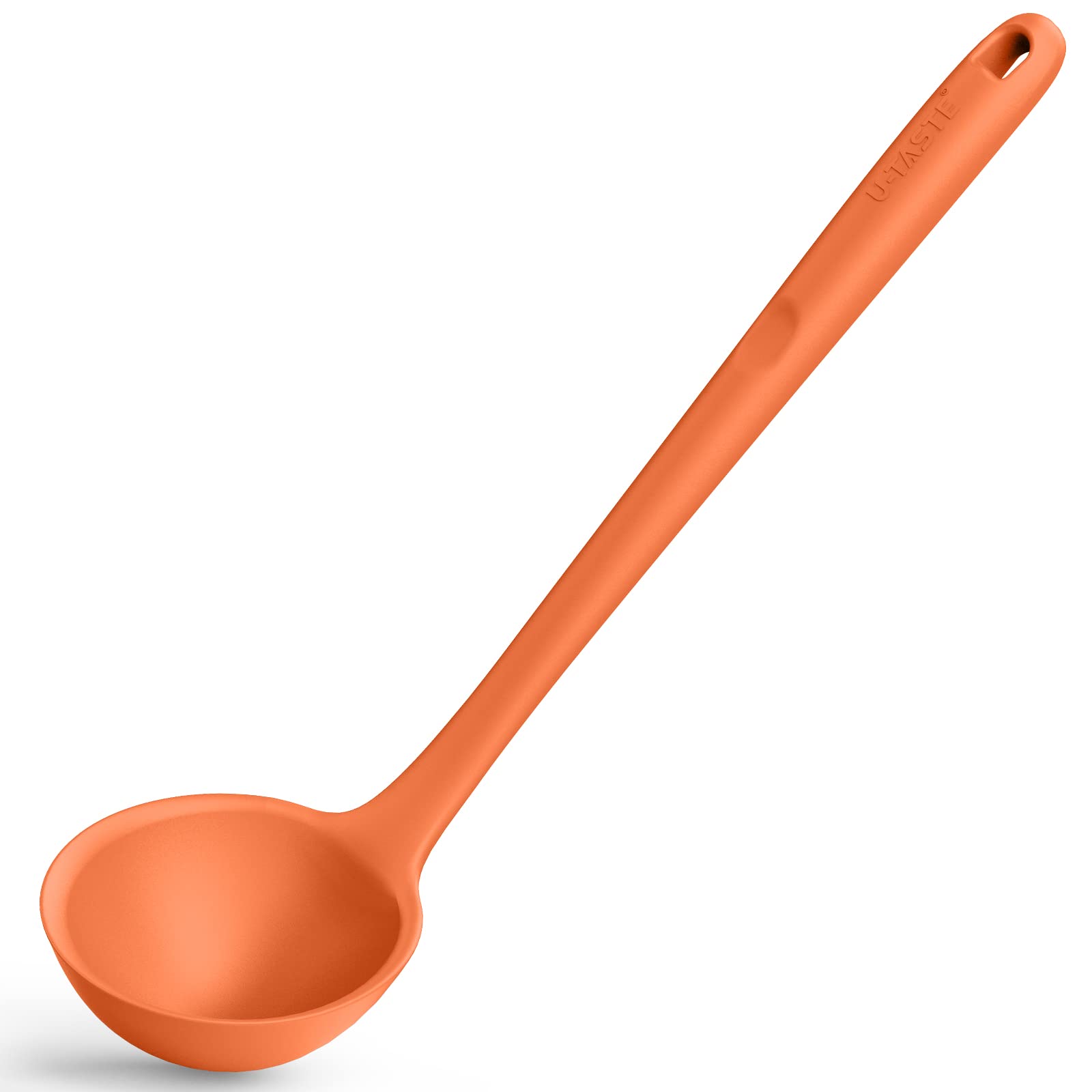 13 Inch Silicone Soup Ladle: U-Taste 600F Heat Resistant 4 Oz Large Non-Stick Seamless Rubber Kitchen Deep Serving Spoon With No