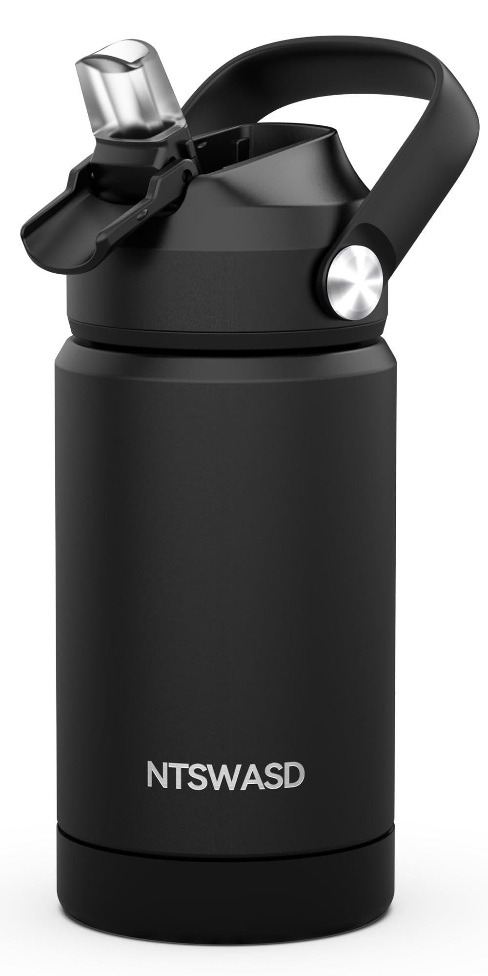 Ntswasd Boys Insulated Water Bottle with Straw,12 oz Kids Cups with Stainless Steel Leak Proof for School Daycare(Black)