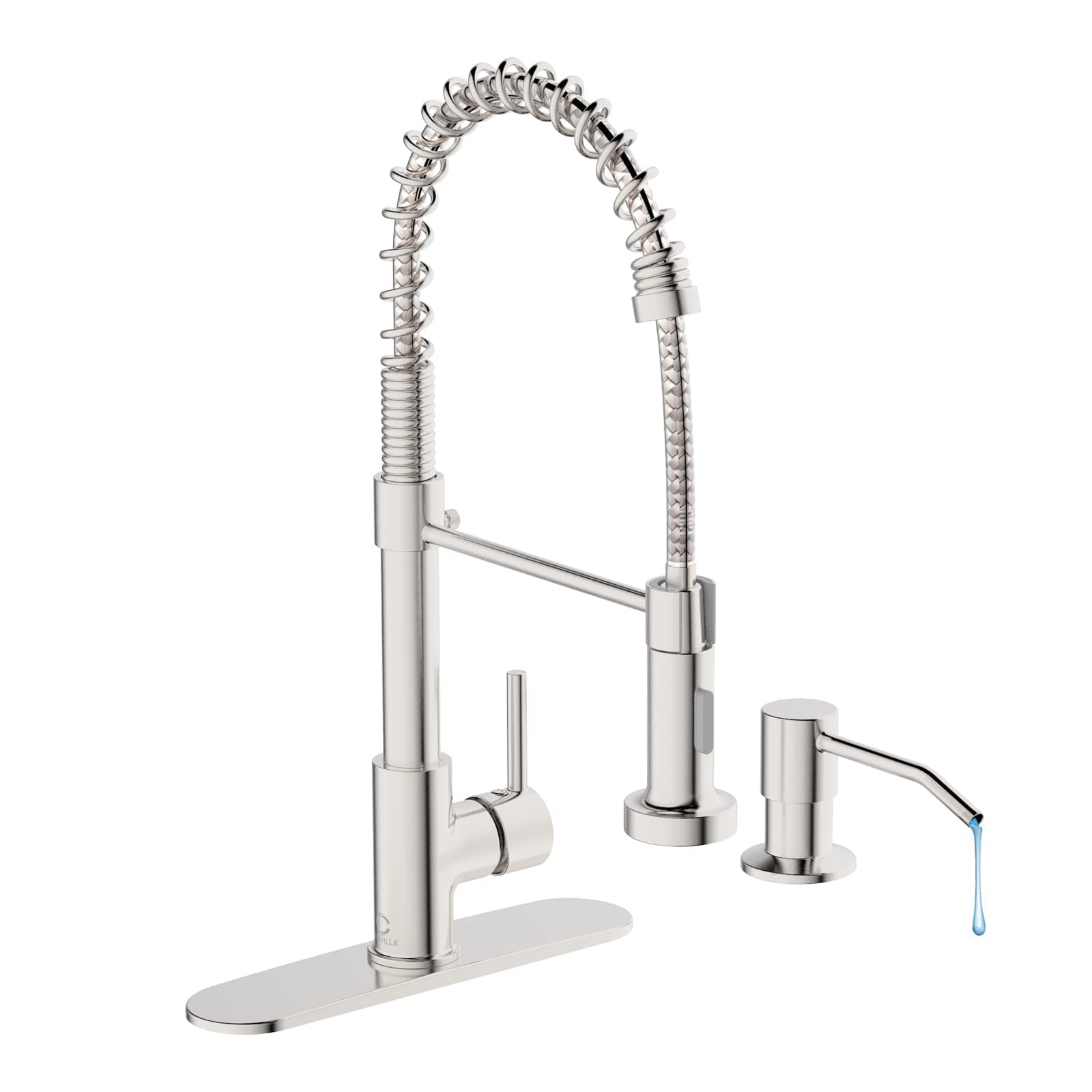 Casavilla Kitchen Faucet Set, Commercial Kitchen Sink Faucets with Pull Down Sprayer and Soap Dispenser, Stainless Steel Faucets