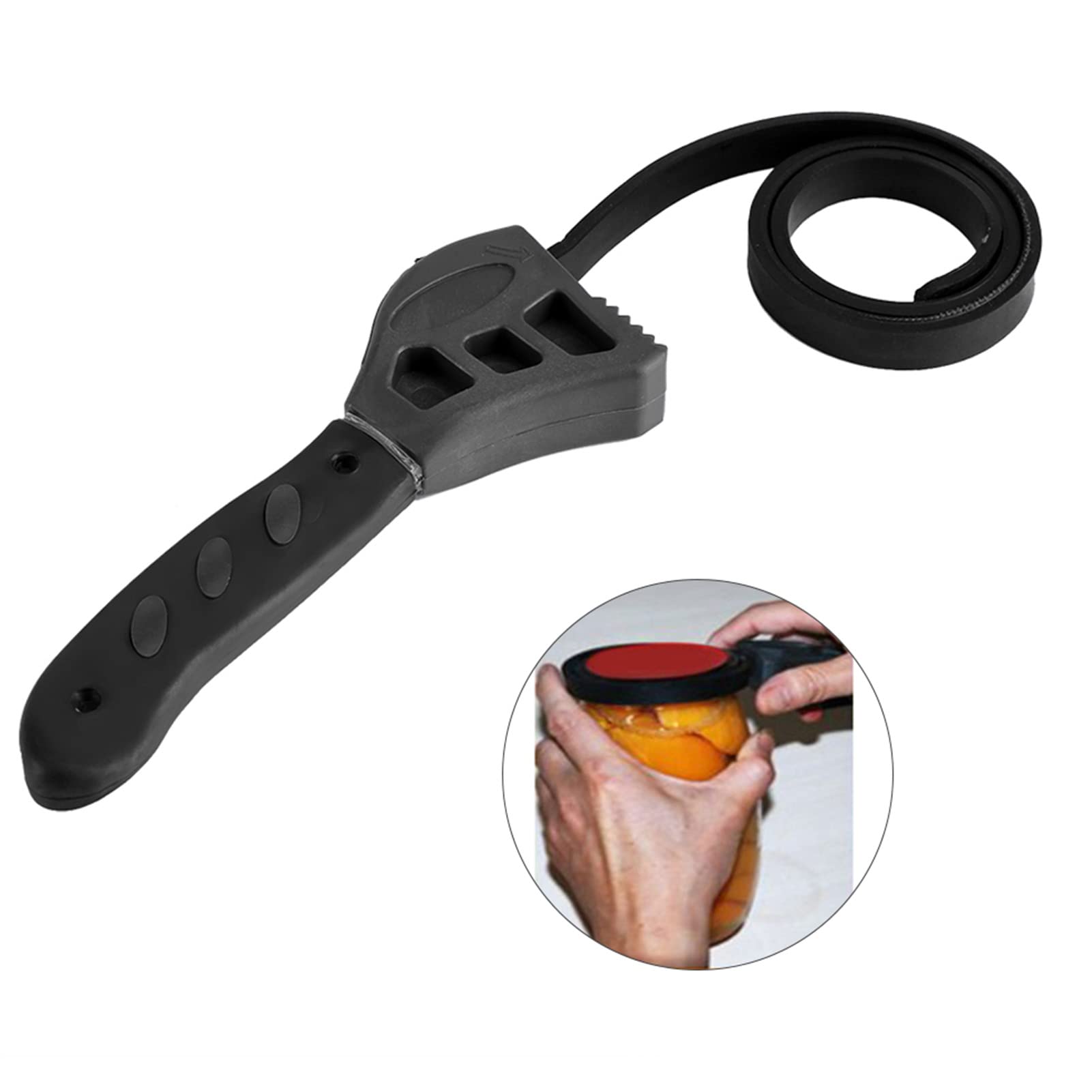 Pssopp Strap Wrench, Universal Jar Lid Opener 500Mm Heavy Duty Rubber Pipe Wrench For Home Kitchen