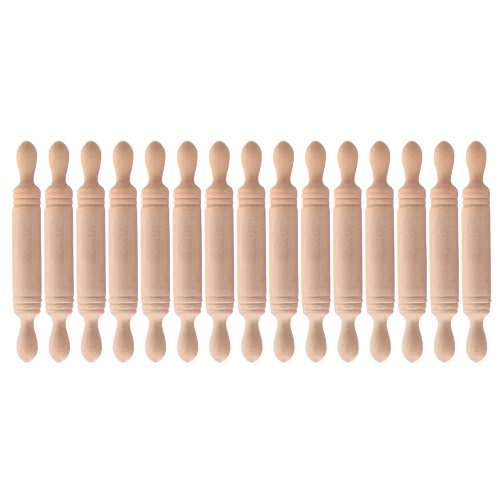 Luozzy 15Pcs Mini Rolling Pin For Craft Wooden Rolling Pin Models Mini Rolling Sticks Simulation Kitchen Toys For Cake Baking, 2