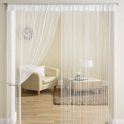 Pindia Decorative String Thread Room Door Curtain-Multicolor : 7Ft X 3.6Ft (White, 7 Ft)