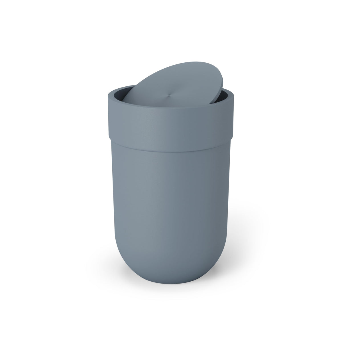 Umbra Touch Waste Can, Small Trash Can With Lid, Swing Lid Waste Basket, Garbage Can With Lid For Washroom/Bathroom, Slate Blue