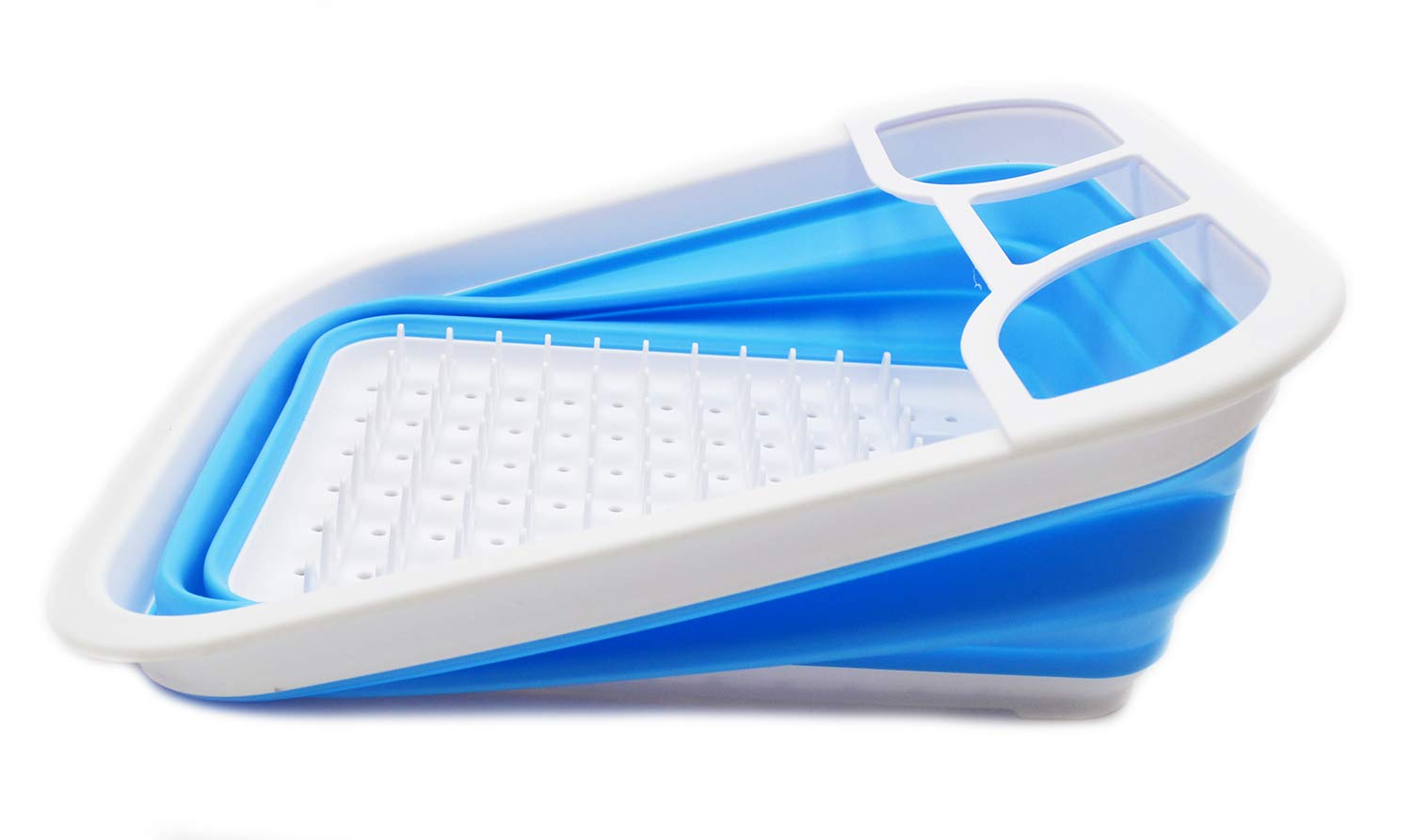 Sammart Collapsible Dish Drainer With Tray - Foldable Drying Rack Set - Portable Dinnerware Organizer - Space Saving Kitchen Sto