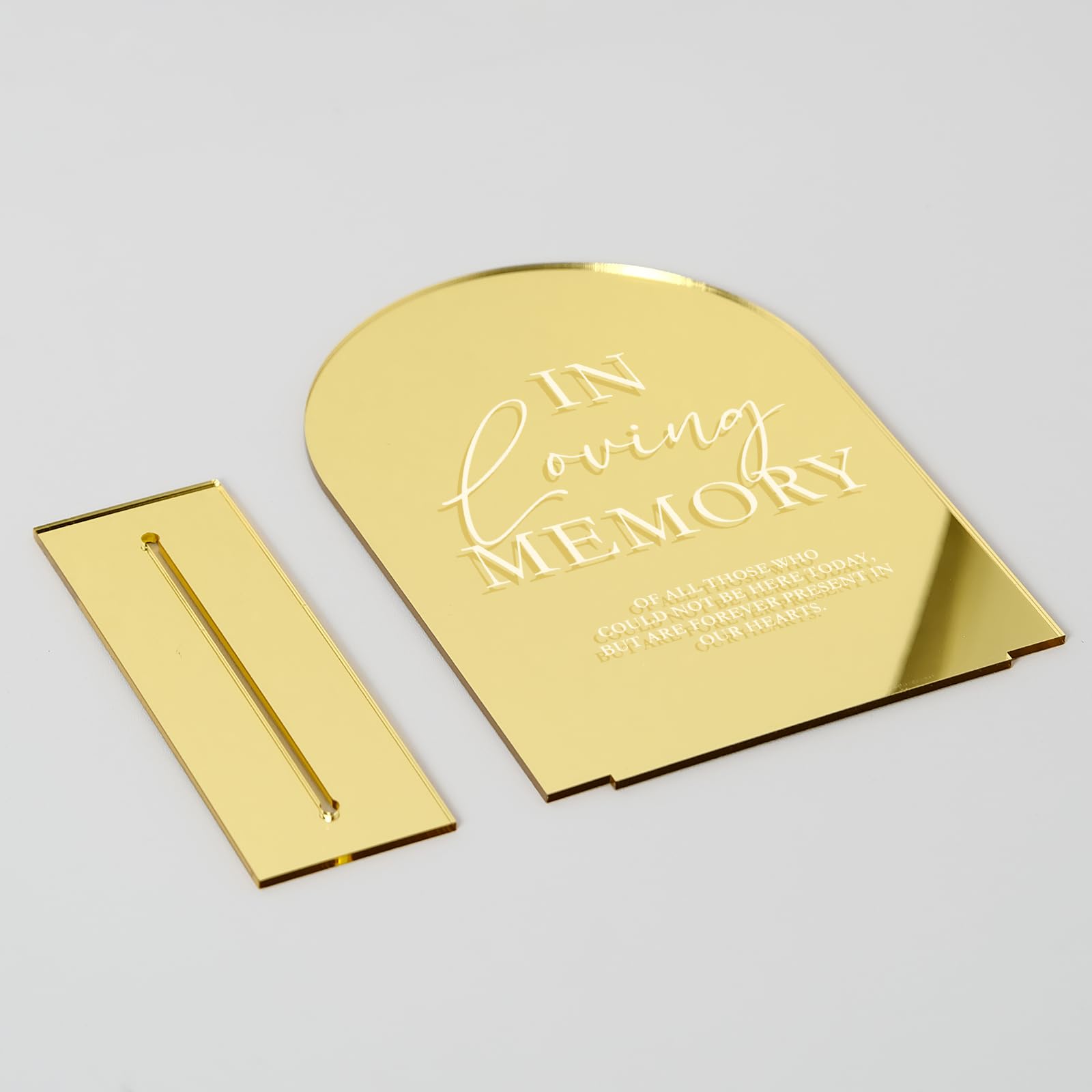 Acrylic Wedding Memory Sign with Stand- 5x7 Gold Mirror Arched Loving Memory Wedding Sign and Base,1/8 Thick | Modern Calligraph