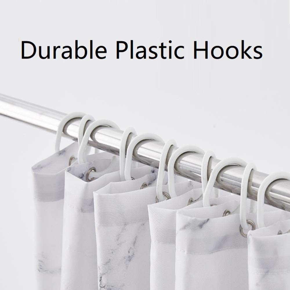 YOSTEV Marble Bathroom Shower Curtain Grey and White Fabric Shower Curtain with Hooks Unique 3D Printing Decorative Bathroom Accessories Water Proof Reinforced Metal Grommets Stall 54x78 Inches