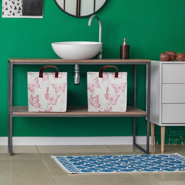 CLOCOR Rectangular Pink Basket, Collapsible Storage Bin, Waterproof Storage Box with Handles, Gift Organizer, Shelf Basket(Pink