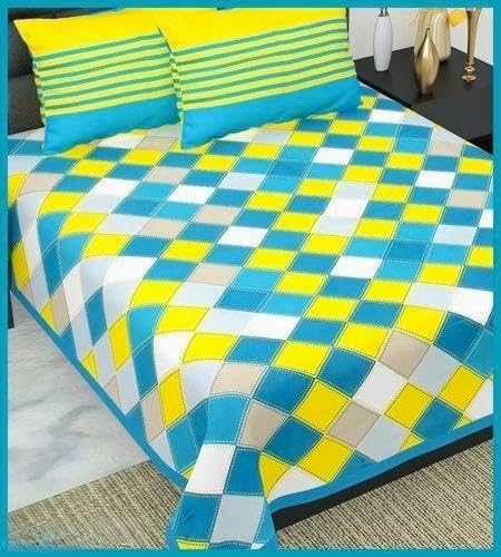 Jaipur Prints 100% Cotton Rajasthani Jaipuri Traditional Floral King Size Double Bedsheet With 2 Pillow Covers - Export 45