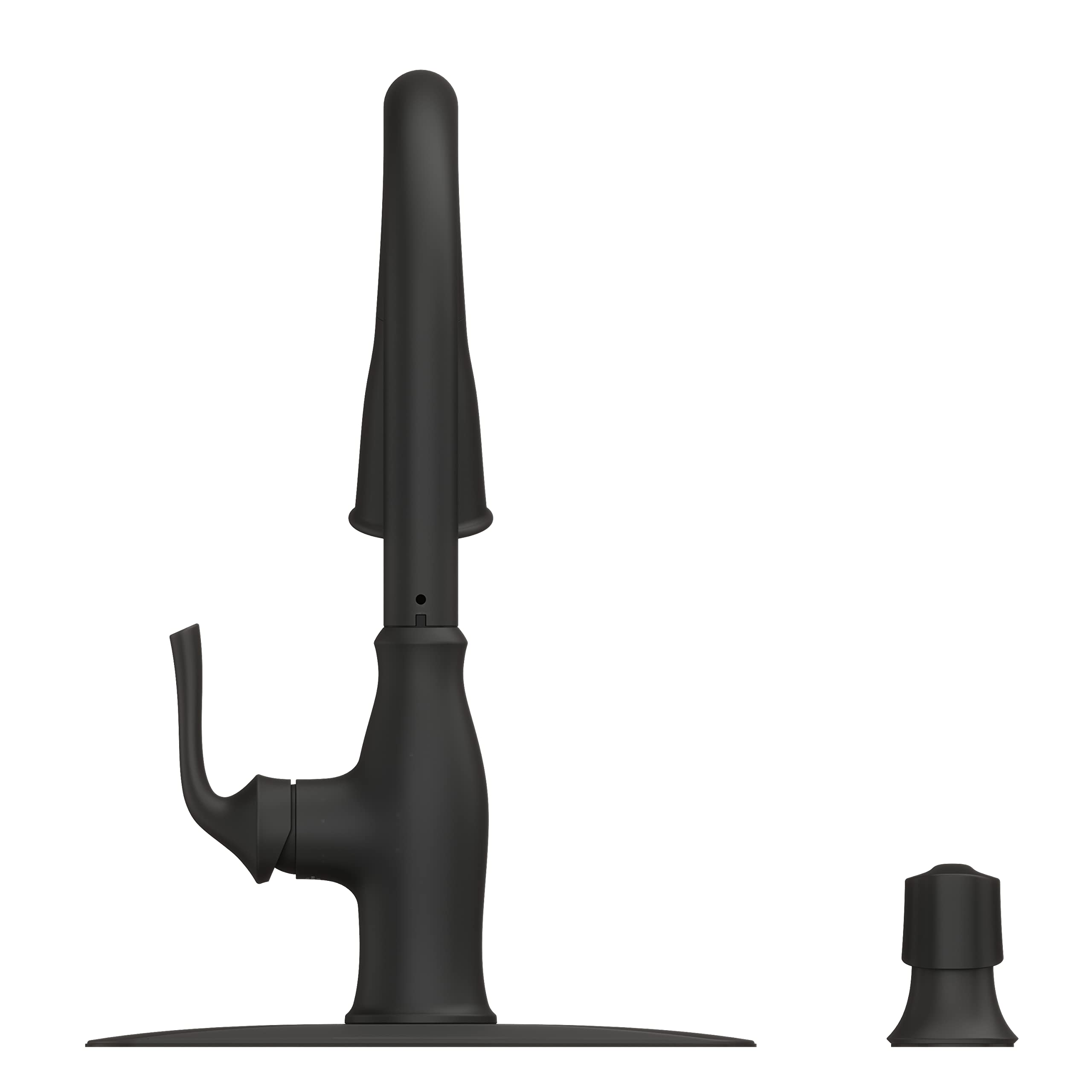 Pfister Rosslyn Kitchen Faucet With Pull Down Sprayer And Soap Dispenser, Single Handle, High Arc, Matte Black Finish, F5297Rssr
