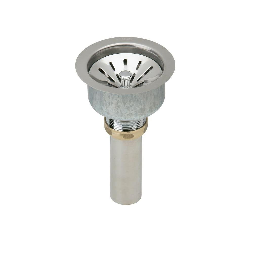 Elkay Deluxe 3-1/2'' Drain Type 304 Stainless Steel Body  Strainer Basket Rubber Seal and Tailpiece