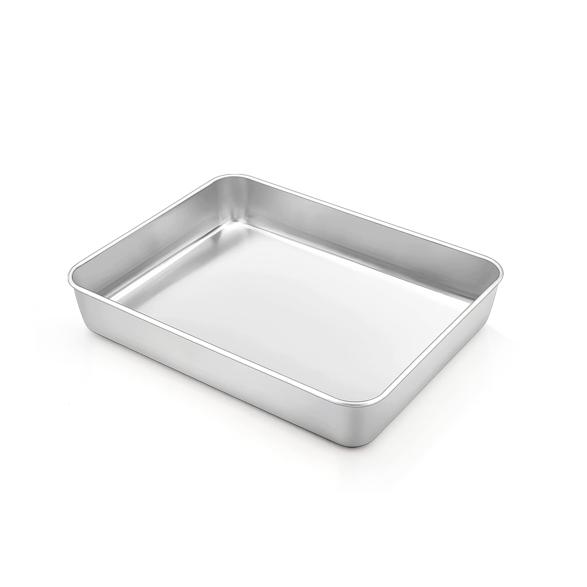 Teamfar Lasagna Pan, 9.3 Inch Stainless Steel Rectangular Cake Pan For Roasting Baking, Non-Toxic & Sturdy, Deep Wall & Brushed