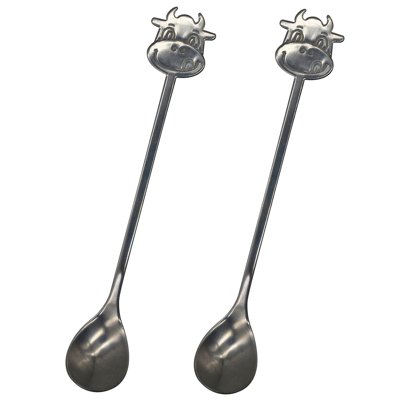 Maydahui 2Pcs Cow Spoon 5.9Inch 18/10(304) Stainless Steel Coffee Spoon Cartoon Animal Dessert Spoon Tableware Kitchen Tools For