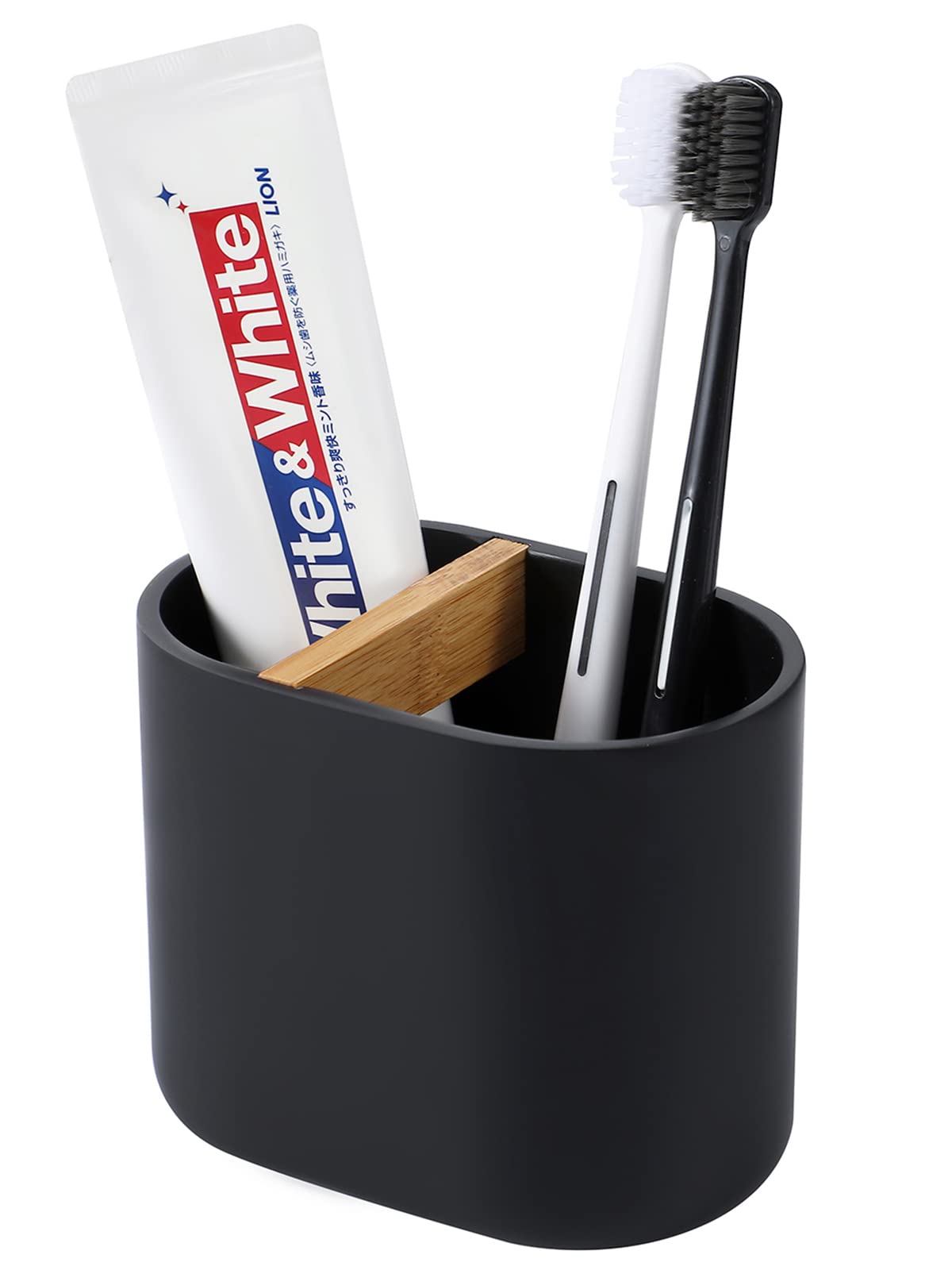 Rejomiik Thick Resin Toothbrush Holders Bamboo Tooth Brushing Holder For Bathroom Countertop, Tooth Brush Storage Organizer Stan