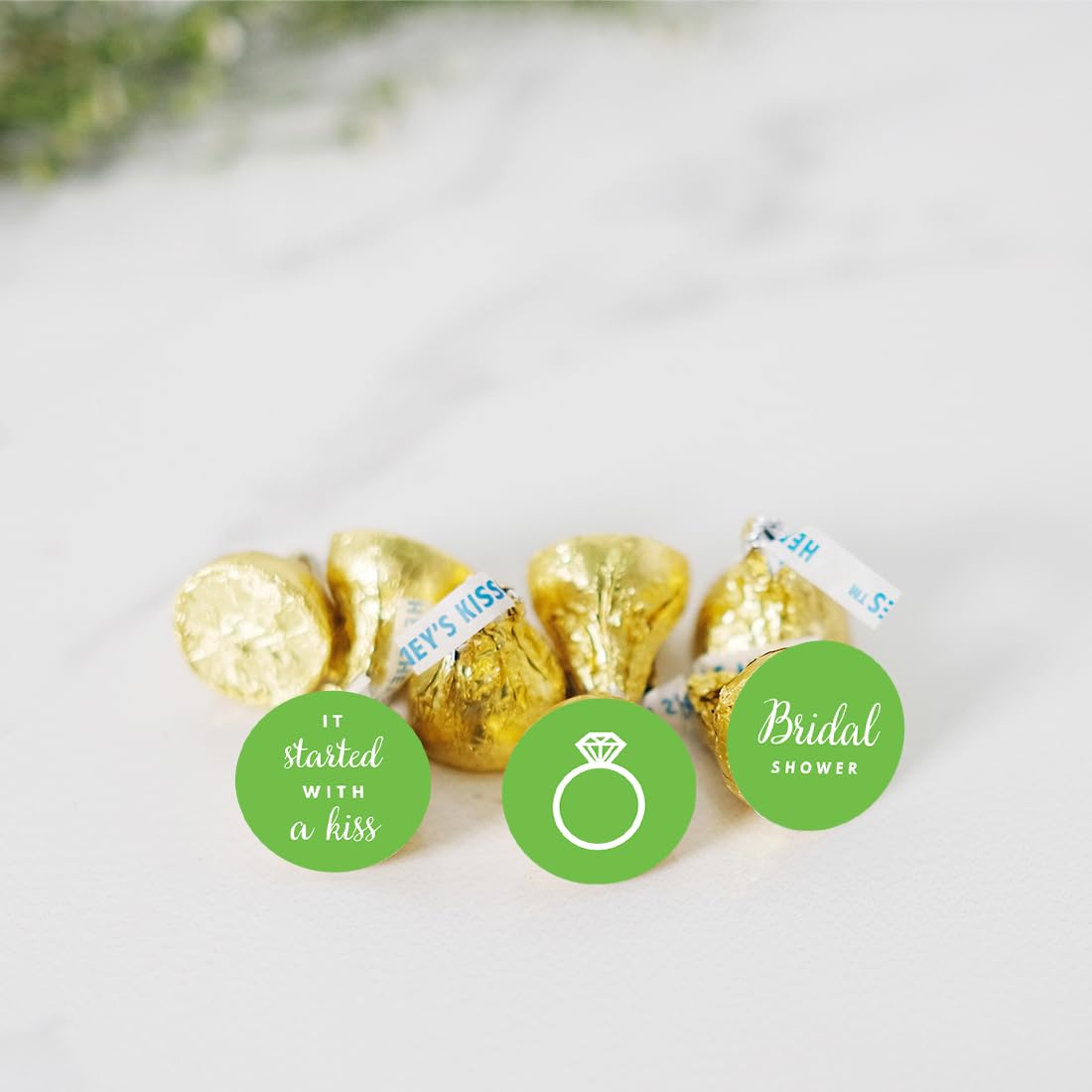 Andaz Press Chocolate Drop Labels Trio, Fits Kisses, Wedding Bridal Shower, Kiwi Green, 216-Pack