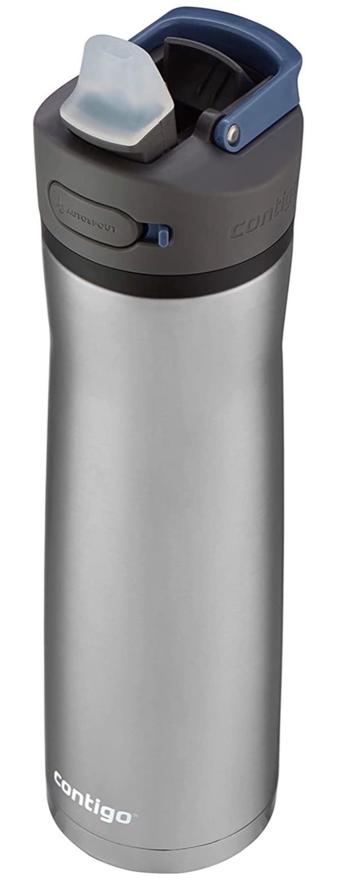 Contigo Ashland Chill 2.0, 24oz., Stainless Steel Water Bottle with AUTOSPOUT Lid, Steel/Blue Corn