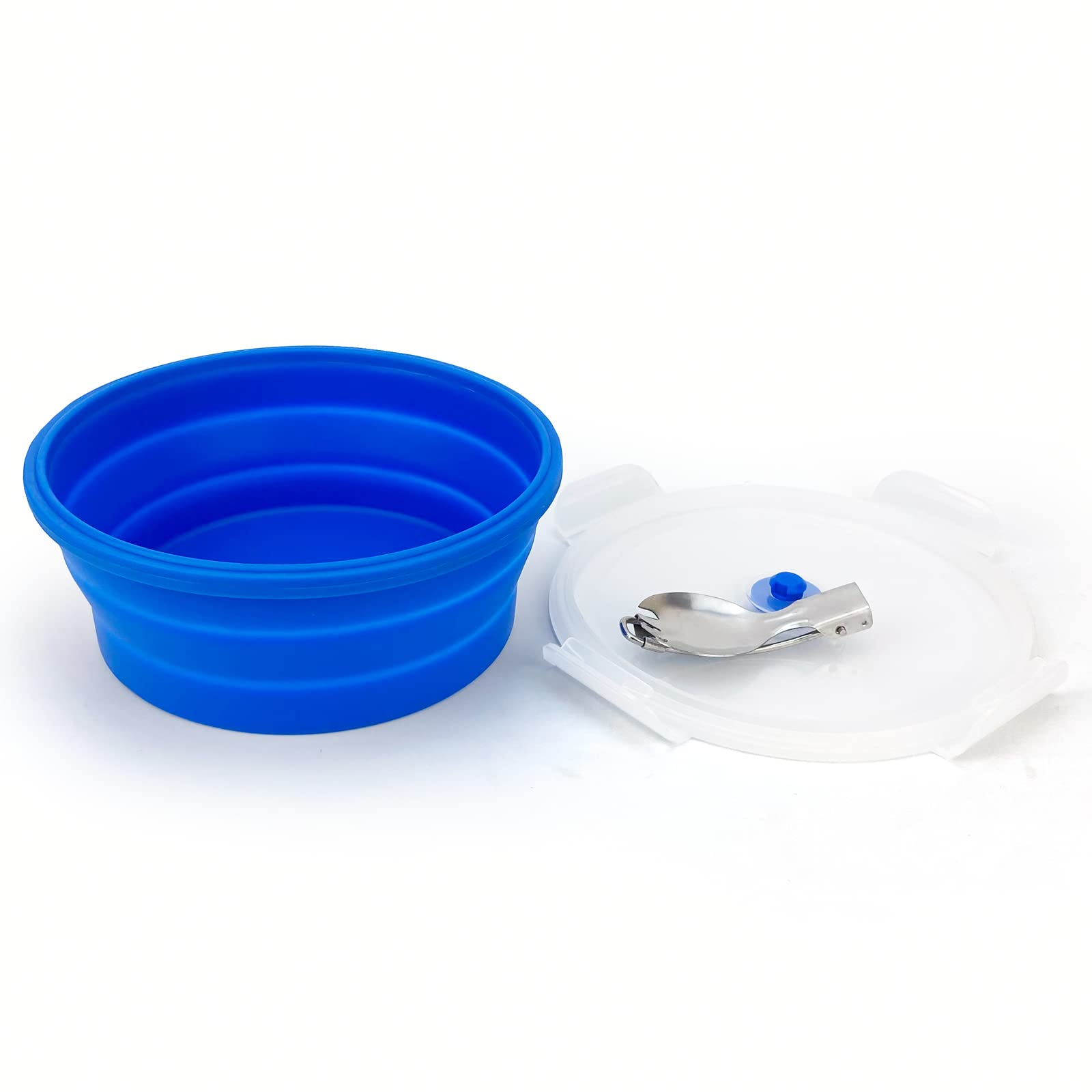 Lunbengo 1200Ml Large Collapsible Lunch Bowl With Lid, Camping Bowls With Foldable Spoon, Silicone Bento Box, For Meal Prep & Fo