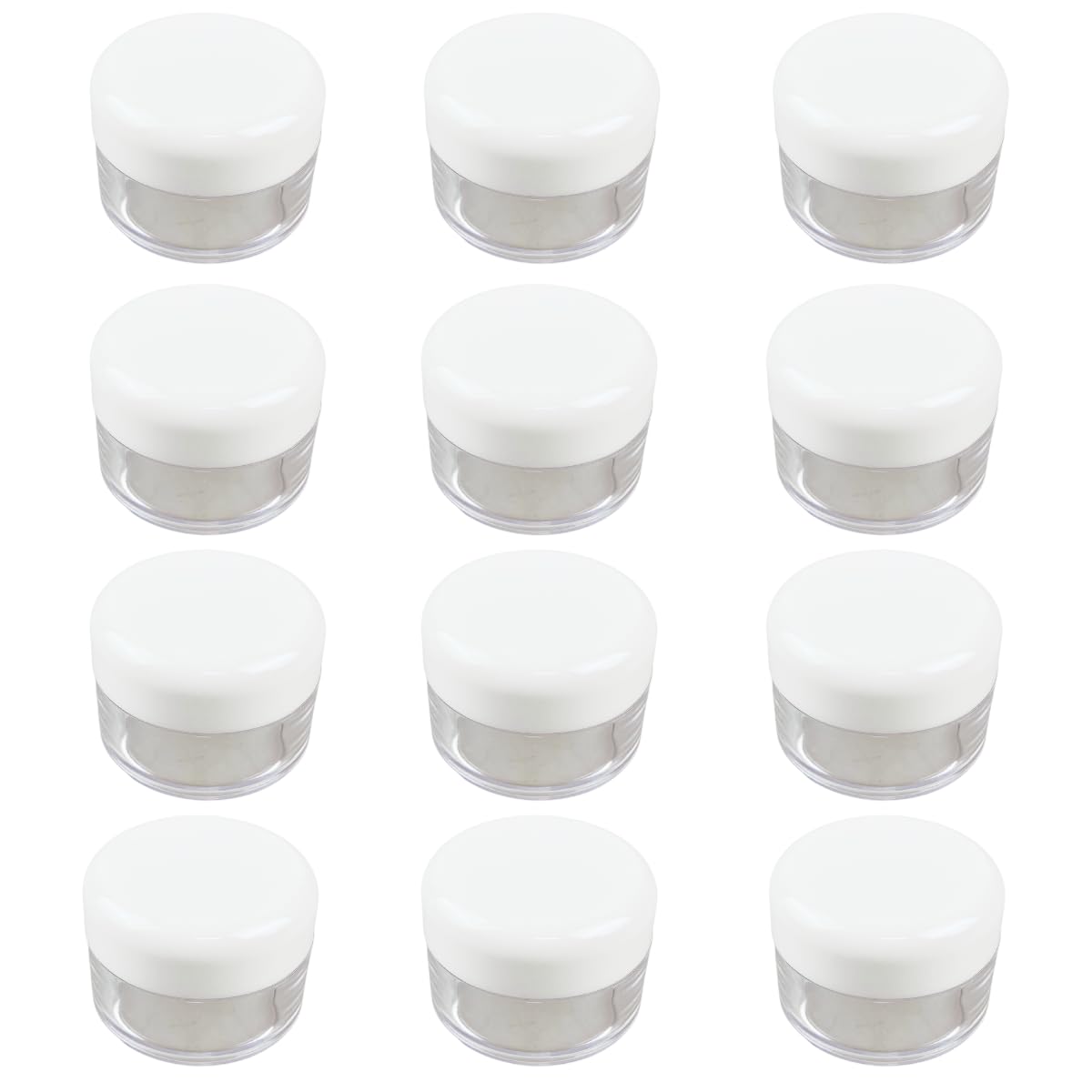 Bin Buddy 12 Pc Jars | White Screw-On Lids | 25 Ml Polystyrene | Clear Bottoms | Ideal For Jewelry, Crafts, Sorting
