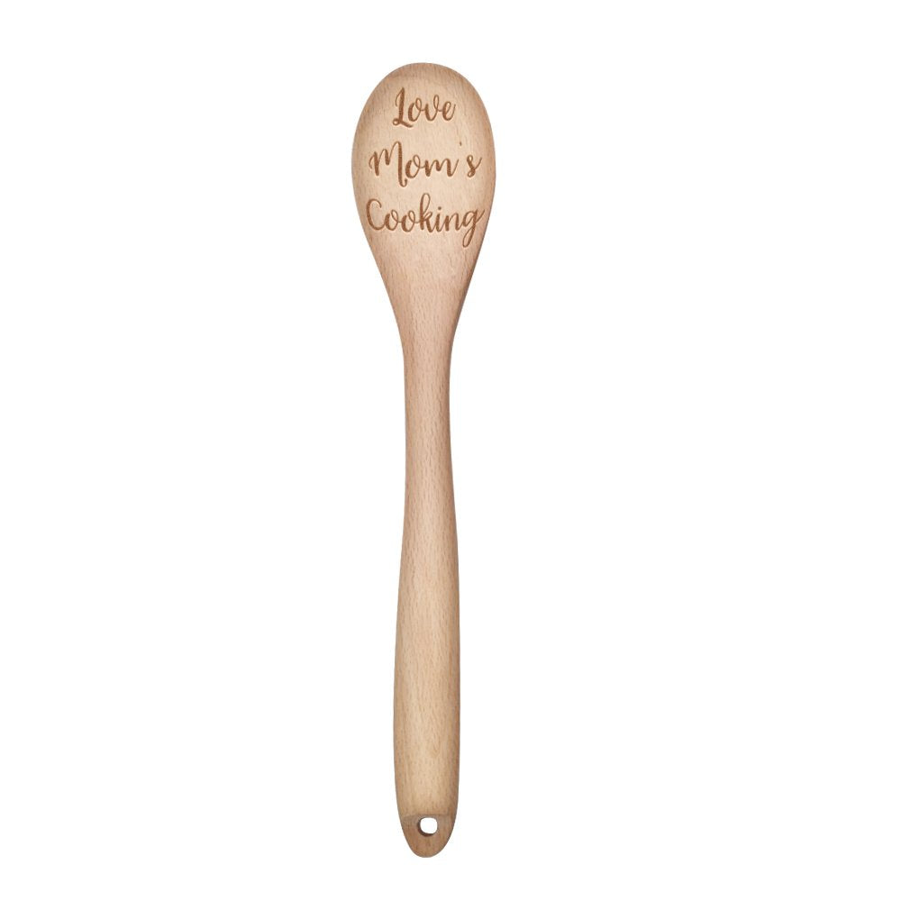 Wirester 12 Inch Wooden Kitchen Spoon For Mixing Baking Serving Stirring Cooking - Love Mom'S Cooking