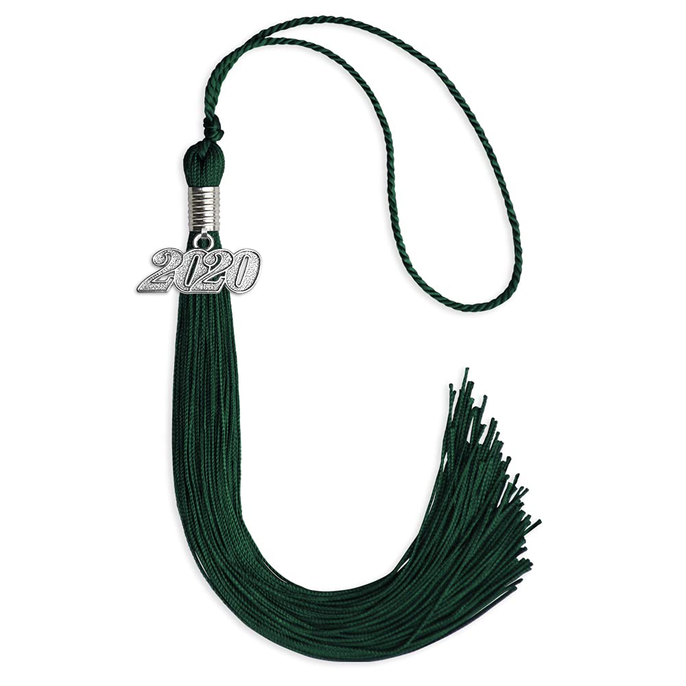 Endea Graduation Single Color Tassel with Silver Date Drop (Hunter Green, 2020)