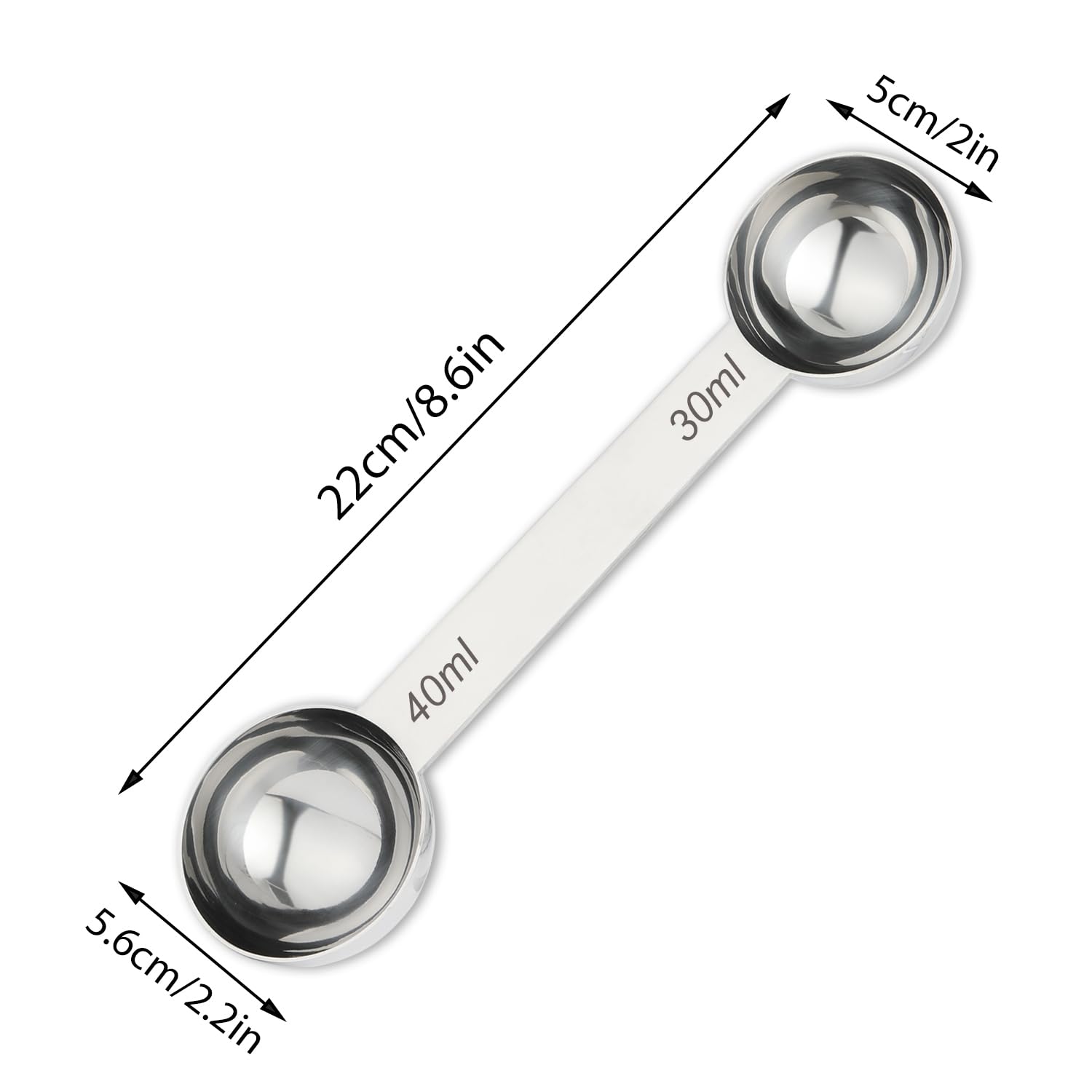 Udqyq Stainless Steel Measuring Spoons Coffee Scoop With 30Ml & 40Ml Measuring Tablespoon,Metal Dual Sided Long Handles Measurin
