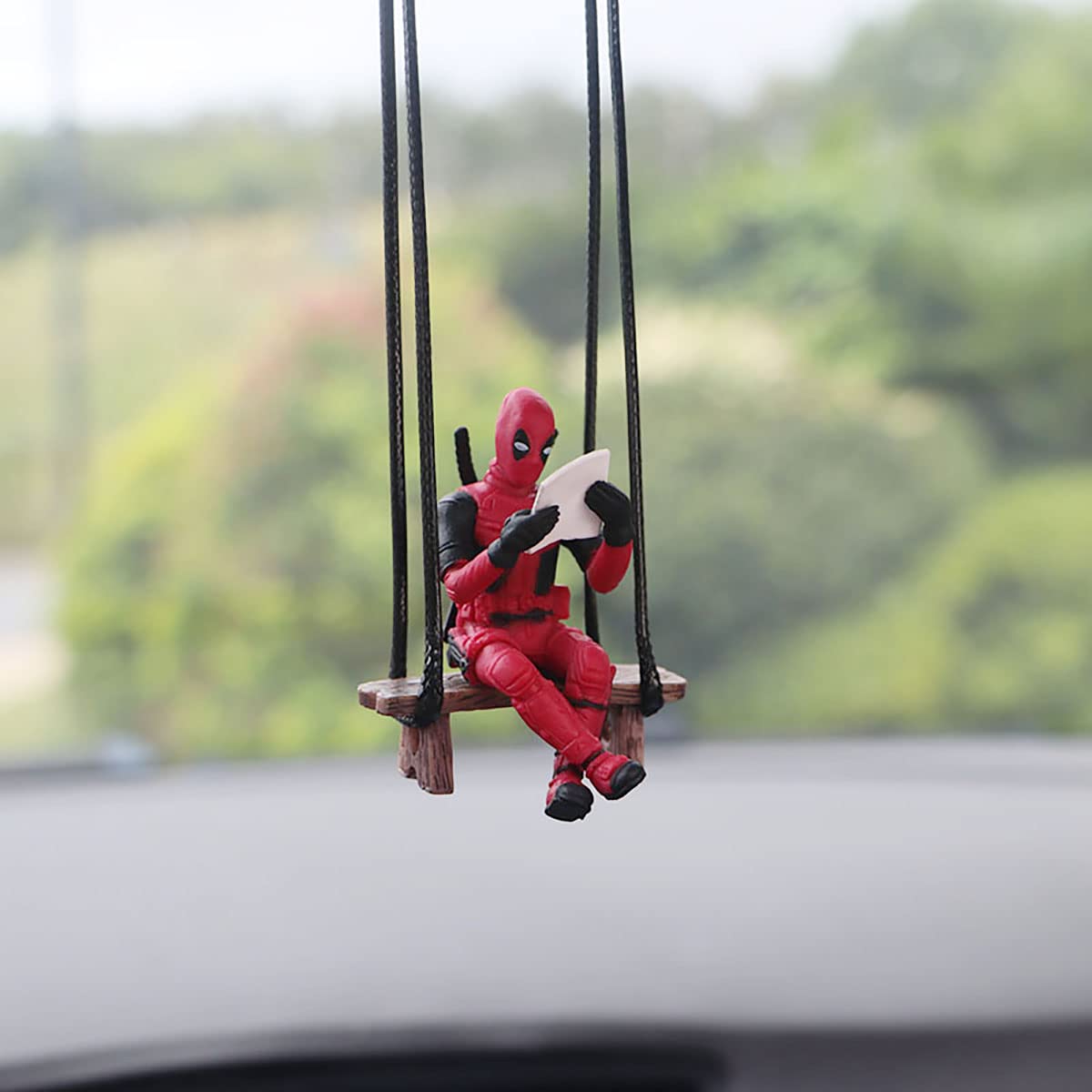Funny Anime Car Mirror Hanging Accessories Car Pendant Reading Deadpol Ornaments Auto Rearview Mirror Decoration Car Accessories