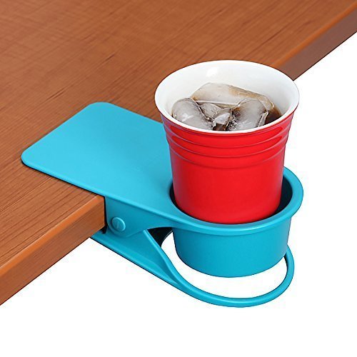 Sero Innovation Cup Clip Drink Holder - Blue - Snap To Tables, Desks, Chairs, Shelves, Counters. Keep Your Beverage, Smartphone