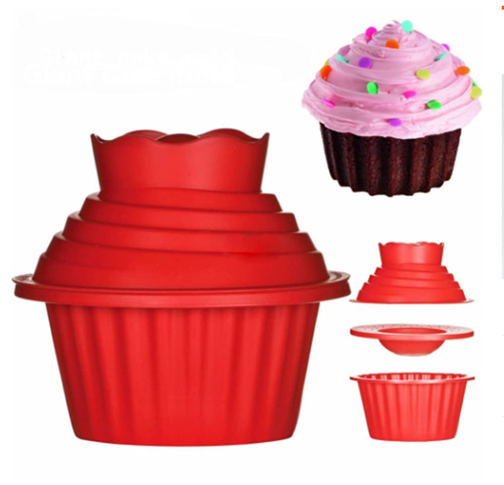 Jynhoor Giant Cupcake Molds,Dishwasher Safe Big Top Silicone Cupcake Molds,Non-Stick Jumbo Caupcake Bake Sets For Easy Cake Deco