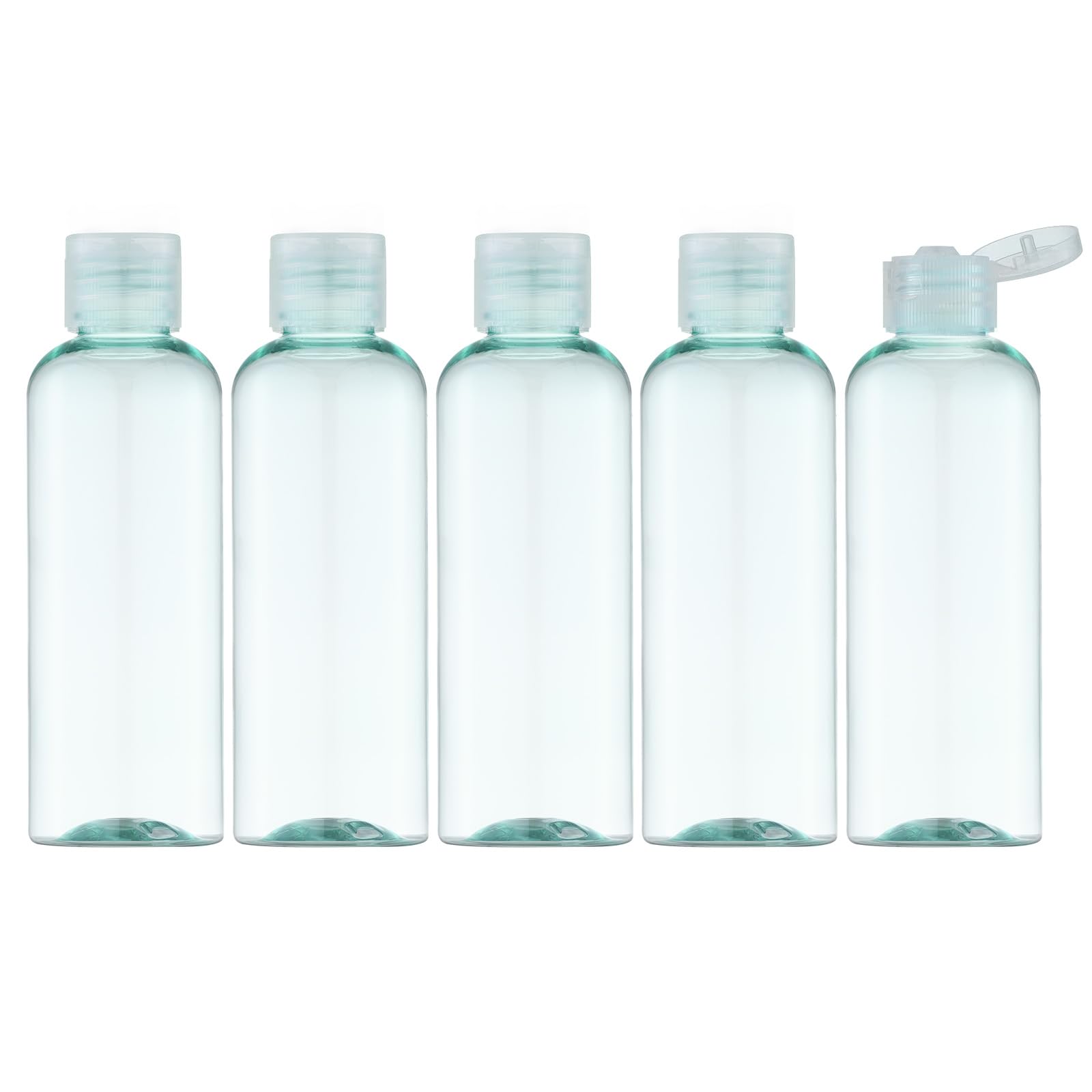 Lisapack 3.4Oz Travel Bottles With Flip Cap (5 Pcs) Empty Dispenser Container For Travel Size Cosmetics (100Ml, Light Green)