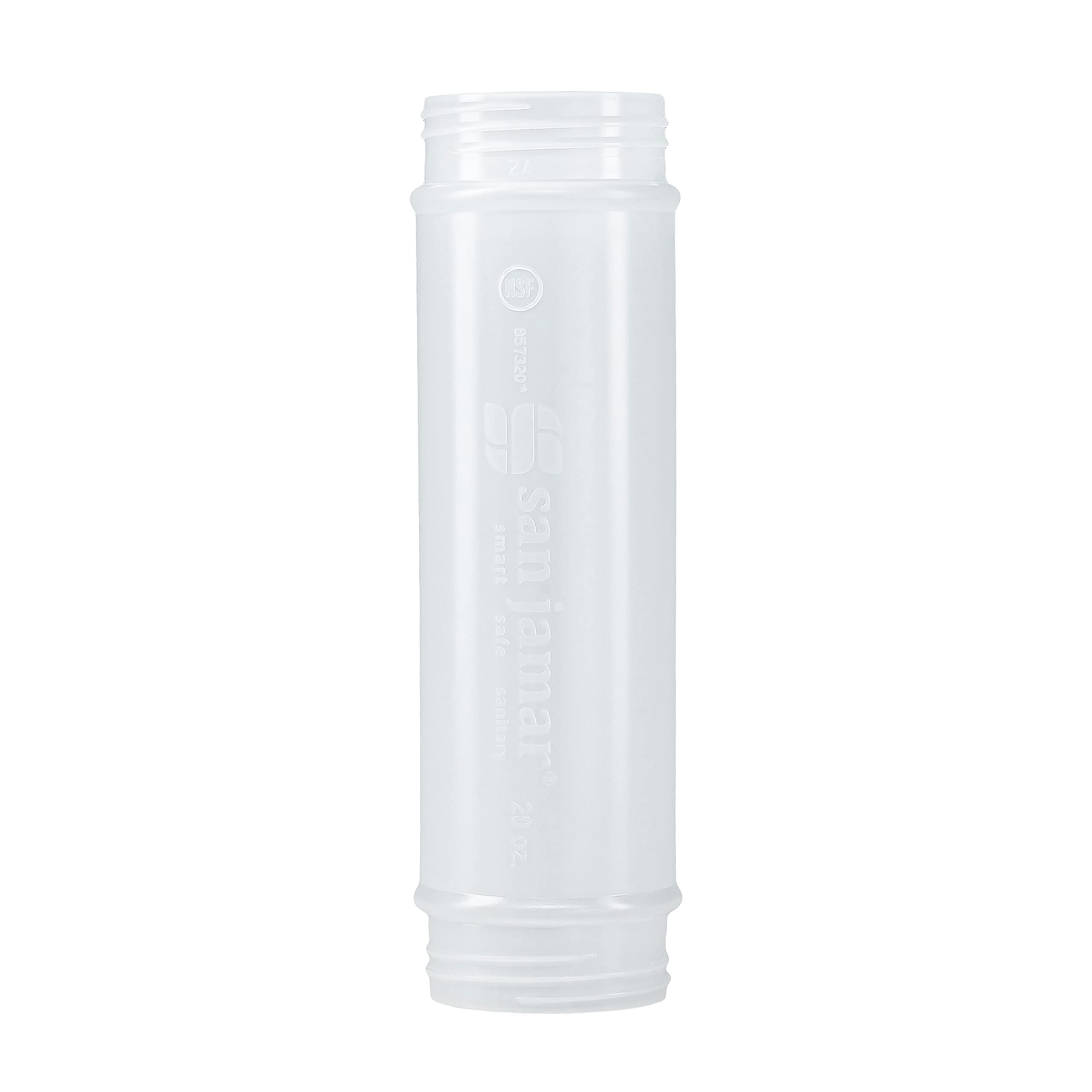 San Jamar Ez Kleen Plastic Sauce Bottle With Small Valve For Thin Sauces And Vinaigrettes, 20 Ounces, White, (Pack Of 12)