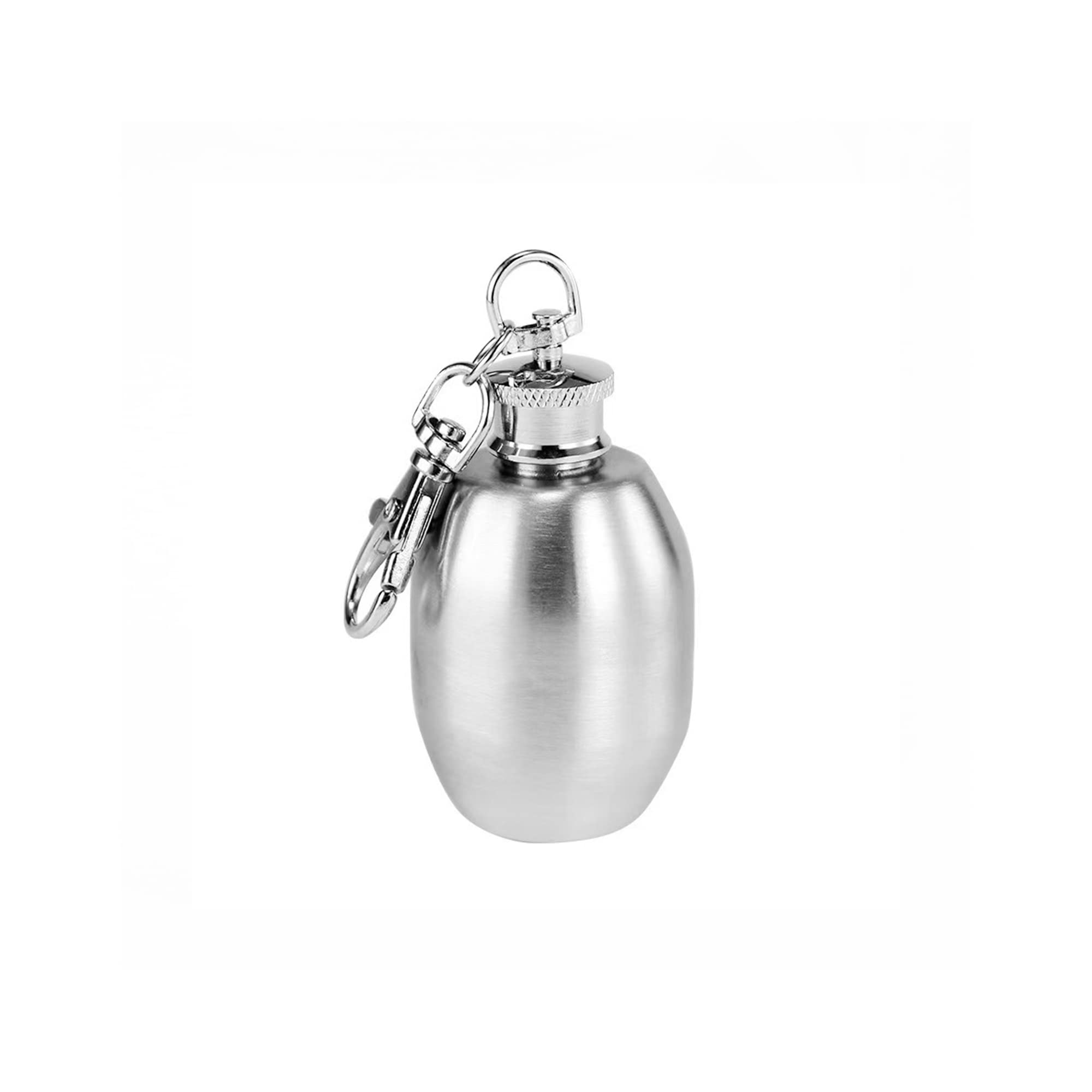 Isavage 1.5Oz Hip Flask 18/8 Stainless Steel Drum Shaped Mini Design With Ring-Ym145