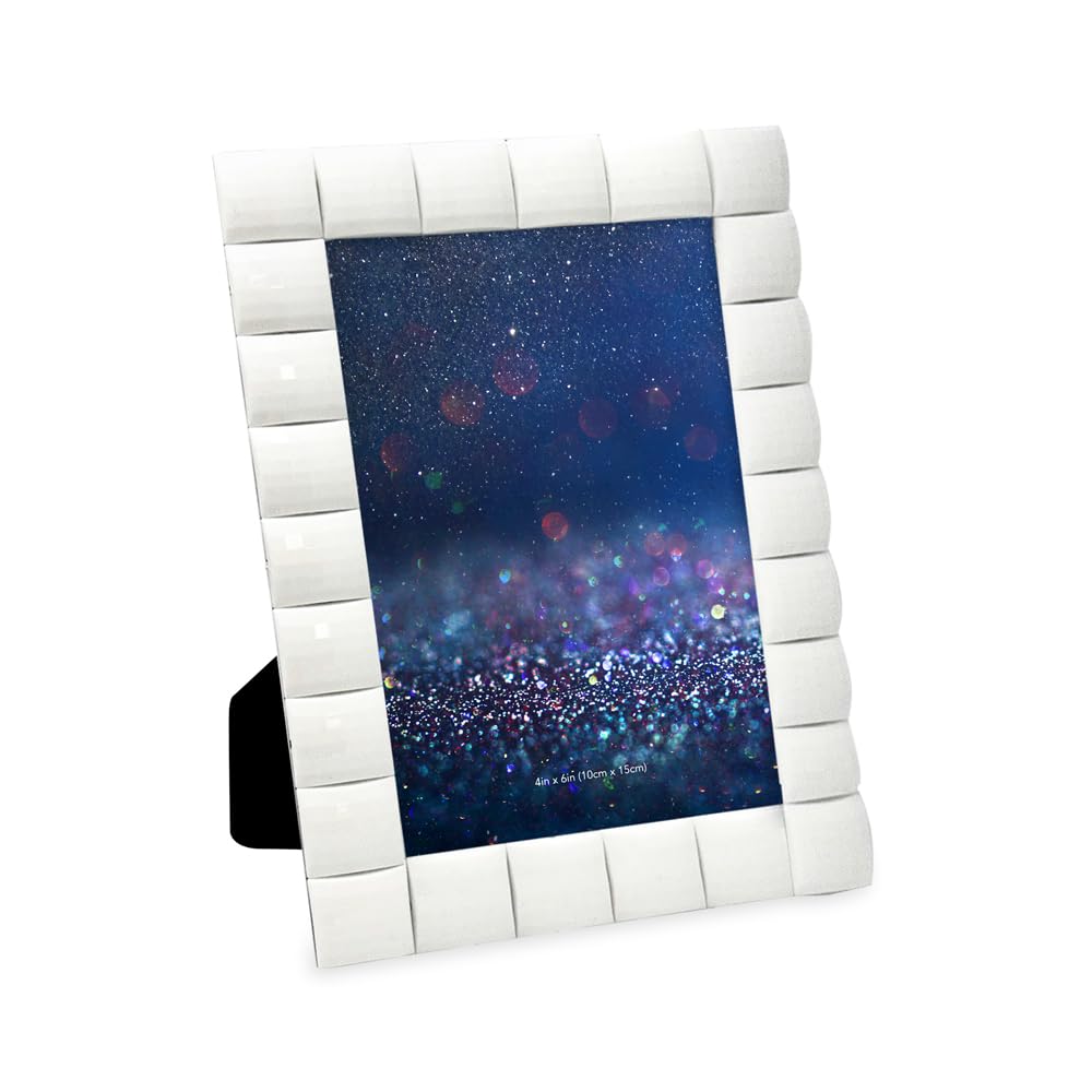 Isaac Jacobs Decorative Sparkling Jewel Picture Frame, Photo Display & Home D  cor (4x6, White)