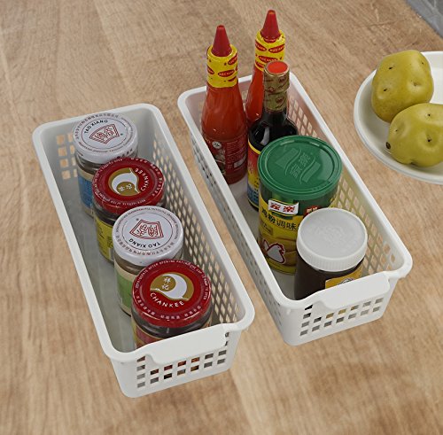 Fiazony 6-Pack Small Plastic Storage Baskets / Trays Organizer, White