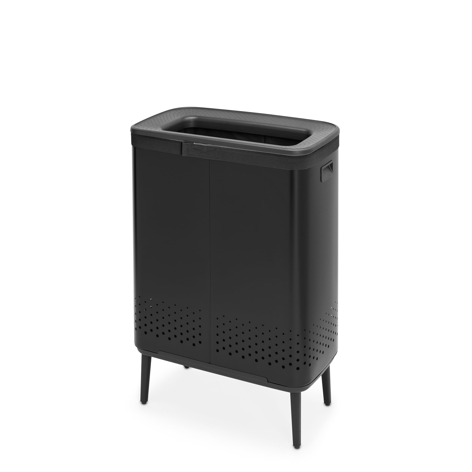 Brabantia Bo Laundry Hamper Hi (Matt Black) 2 Compartment Removable Laundry Bag 2 X 12 Gal, Ventilated Stylish Dirty Clothes Hol