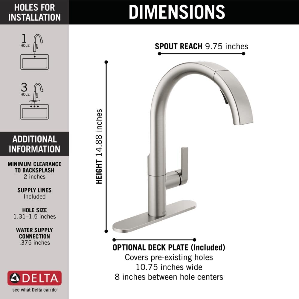 Delta Faucet Keele Spotshield Stainless Kitchen Faucet With Pull Down Sprayer,Kitchen Sink Faucet For Kitchen Sink, Magnetic Doc