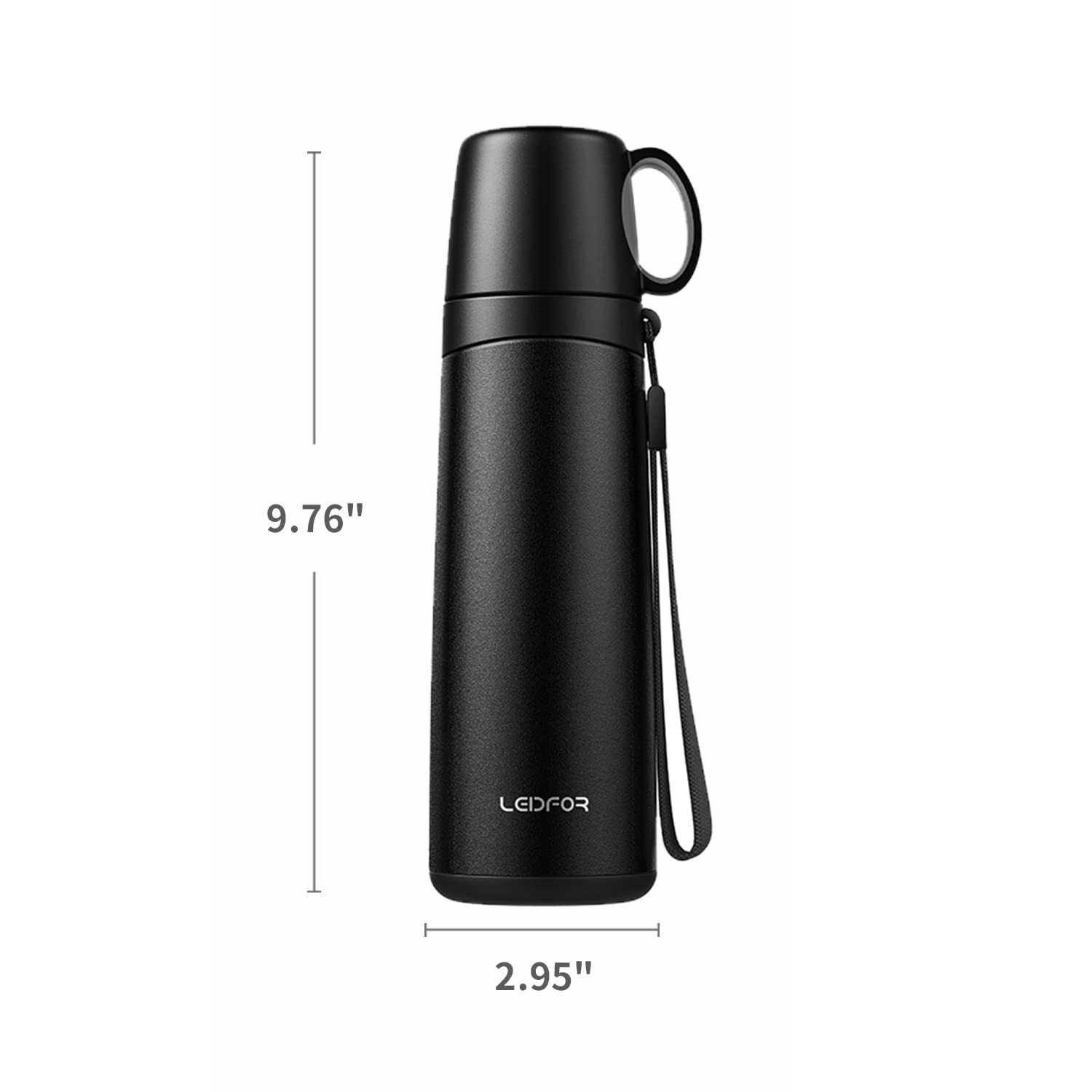 Leidfor Coffee Travel Mug Vacuum Insulated Thermal Water Bottle Build-In Lid Cup Stainless Steel Leakproof 17Ounce Black
