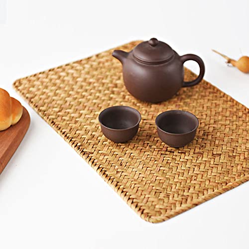 6 Pack Rectangular Woven Placemats, Rattan Wicker Table Mats, 17 '' X 12 '', Natural Seagrass Place Mats For Dining Table
