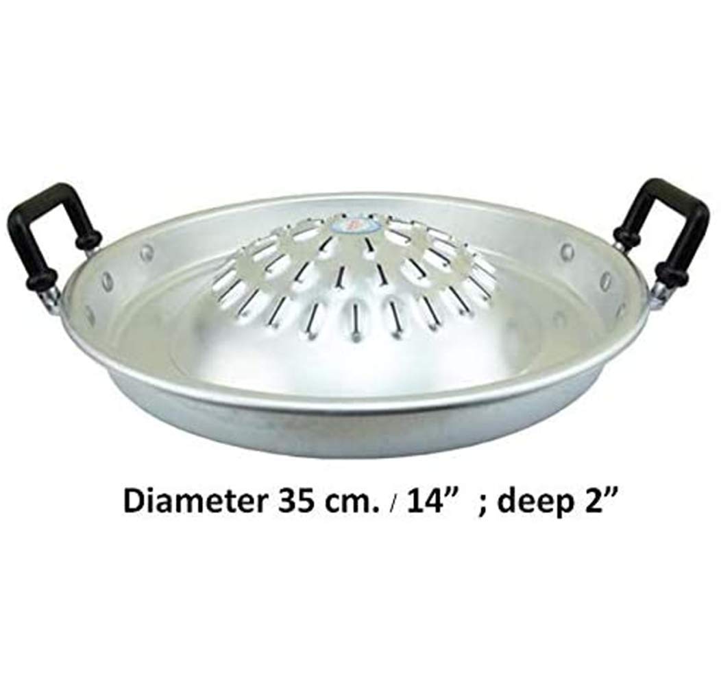 Cozinest Mookata Thai Korean Bbq Smoke Steak Grill Charcoal Pan Pork Hot Pot Aluminium Asian Cookware Style 12'' 14'' 16'' (14 I