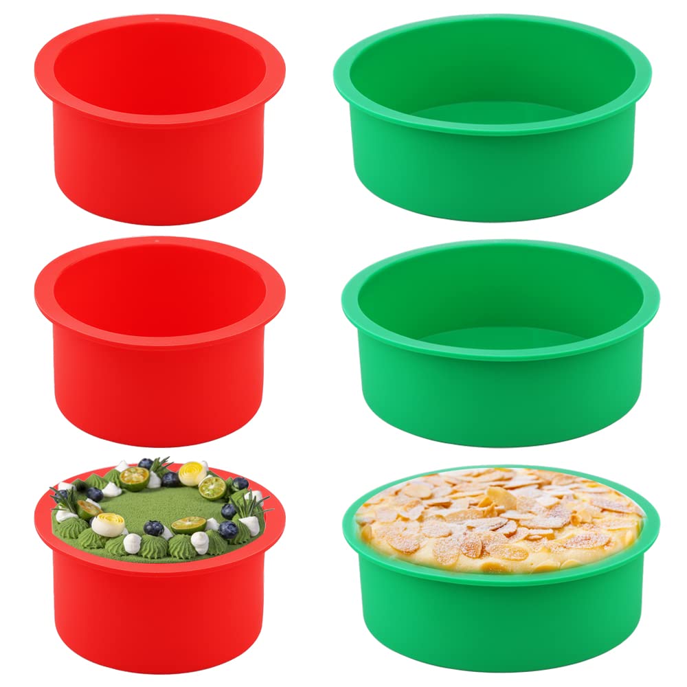 Round Silicone Pan Set - 6 Pack 4 - 6Inch Baking Cake Mold, Quick Release Baking Pans For Muffin, Cupcake, Layer Cake, Cheese Ca