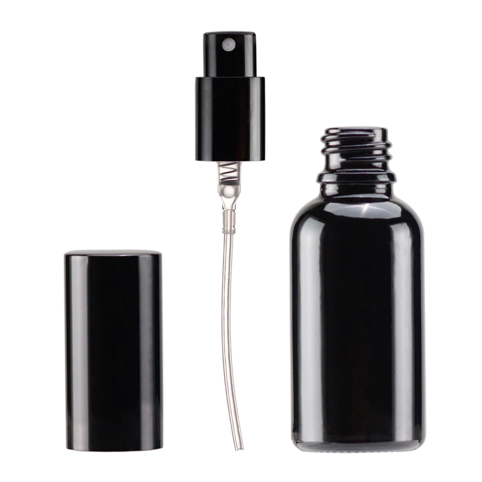 Yizhao Black Glass Spray Bottles 1Oz, With Small Fine Mist Spray, Metal Cap, Refillable For Essential Oil,Travel,Cleaning,Perfum