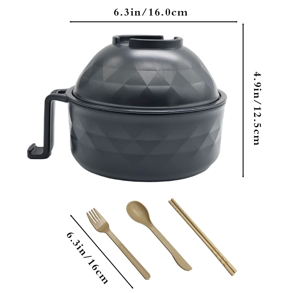 Lshfwn 33Oz Microwave Ramen Cooker,Ramen Bowl Set,Instant Noodles Bowl With Chopsticks,Rapid Ramen Cooker With Handles For Colle