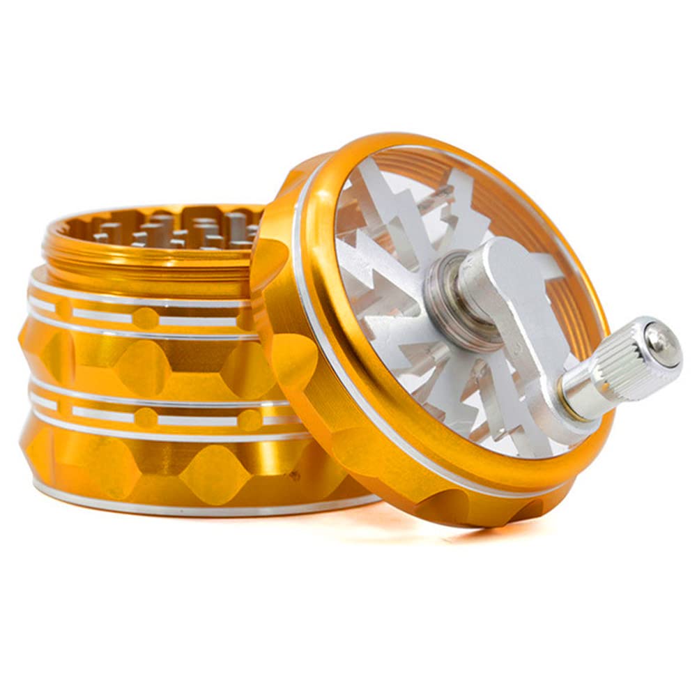 2.5 Inch Hand Crank Grinder, Potable Large Grinder With Clear Top Cover, Best Gift(yellow)