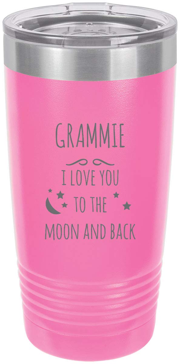 Customgiftsnow Grammie - I Love You To The Moon And Back Stainless Steel Engraved Insulated Tumbler 20 Oz Travel Coffee Mug, Bla